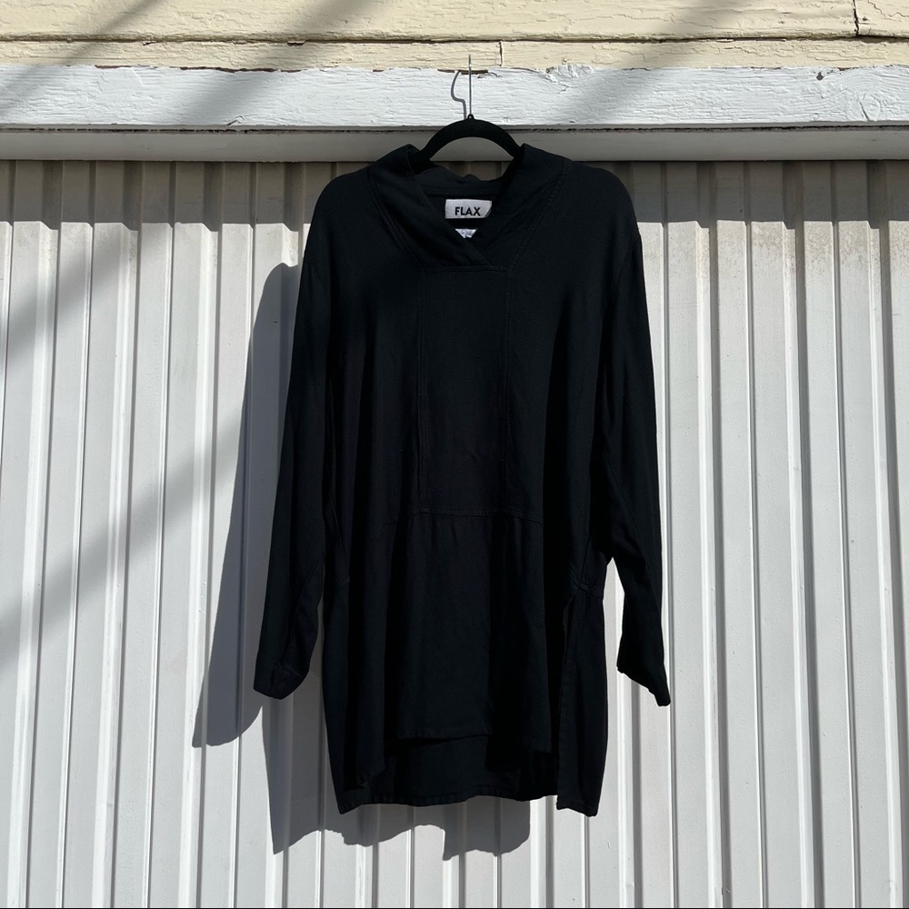 Flax black rayon long‎ sleeve tunic top